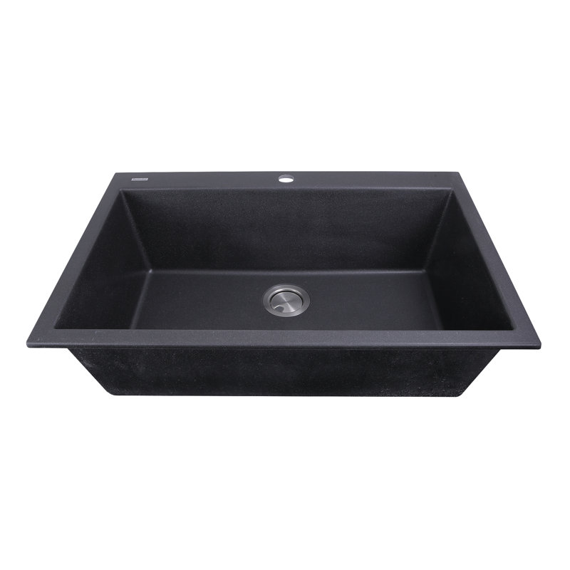 Plymouth 33'' L Single Bowl Granite Kitchen Sink, Black