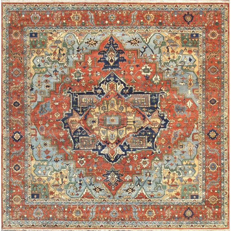 Oriental Area Rug in Rust, Square 5'10" x 6'3"