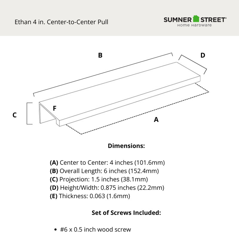 Poignée noire 4 po Ethan, 4", Noir mat