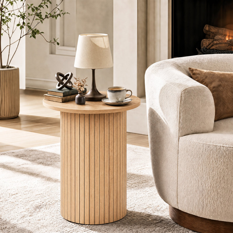 Table de chevet d'appoint moderne en bois naturel avec petits pieds antidérapants, idéale pour les petits espaces., Naturel