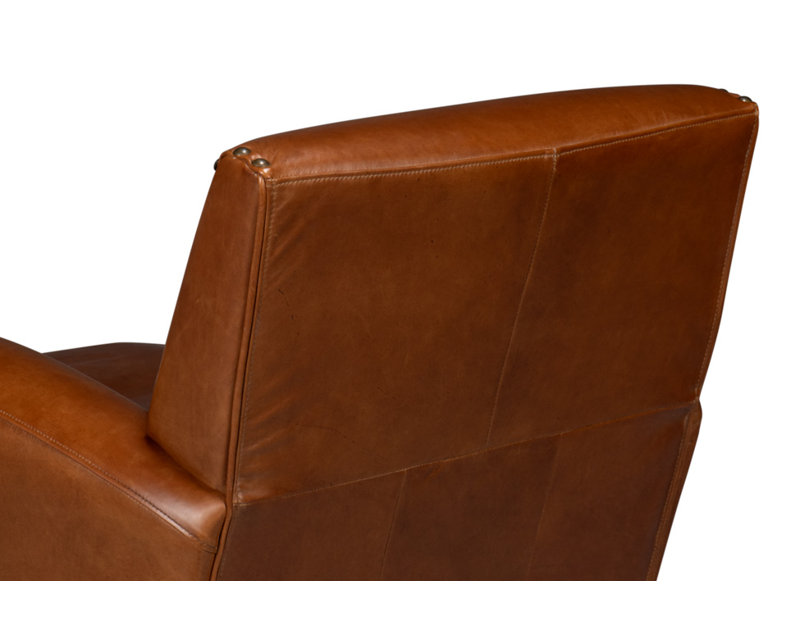 The Taft Swivel Club Chair, Brown Genuine Leather