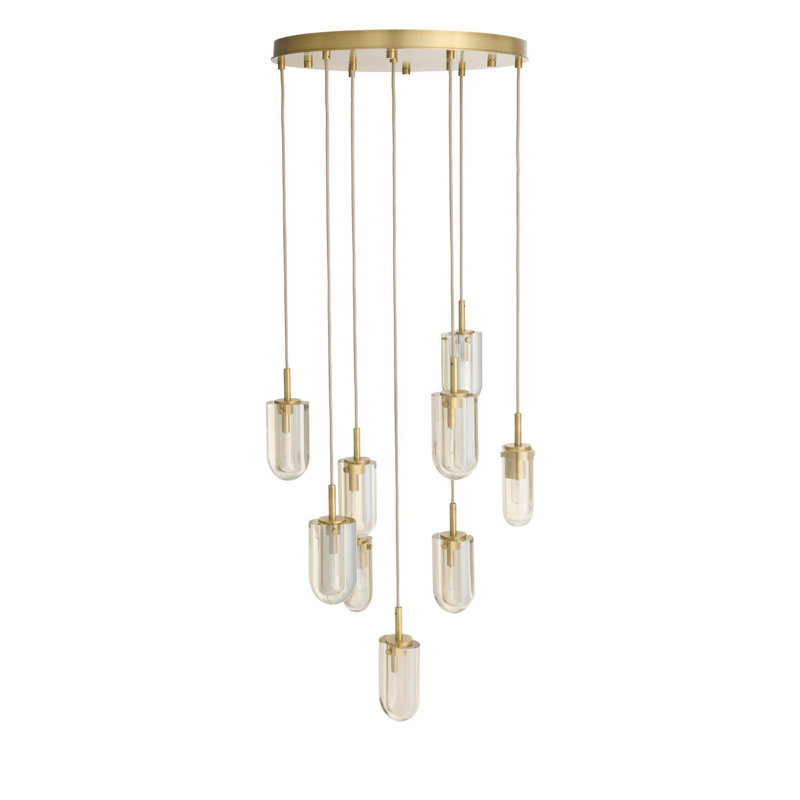 Javier Multi-Port Chandelier, Champagne, Antique Brass, 5 Lights