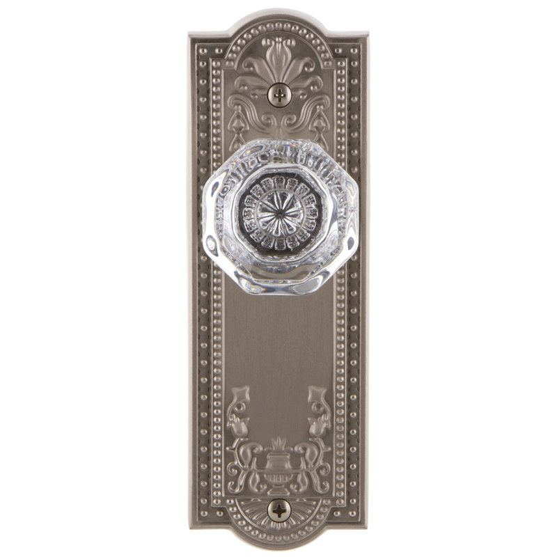 Poignée de porte en cristal Grandord Parthenon, 2 3/8 po, Nickel satiné