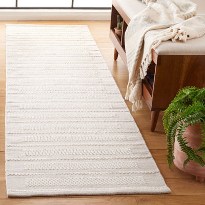 Tarazi rayé fait à la main recyclé P.E.T. Tapis gris / ivoire