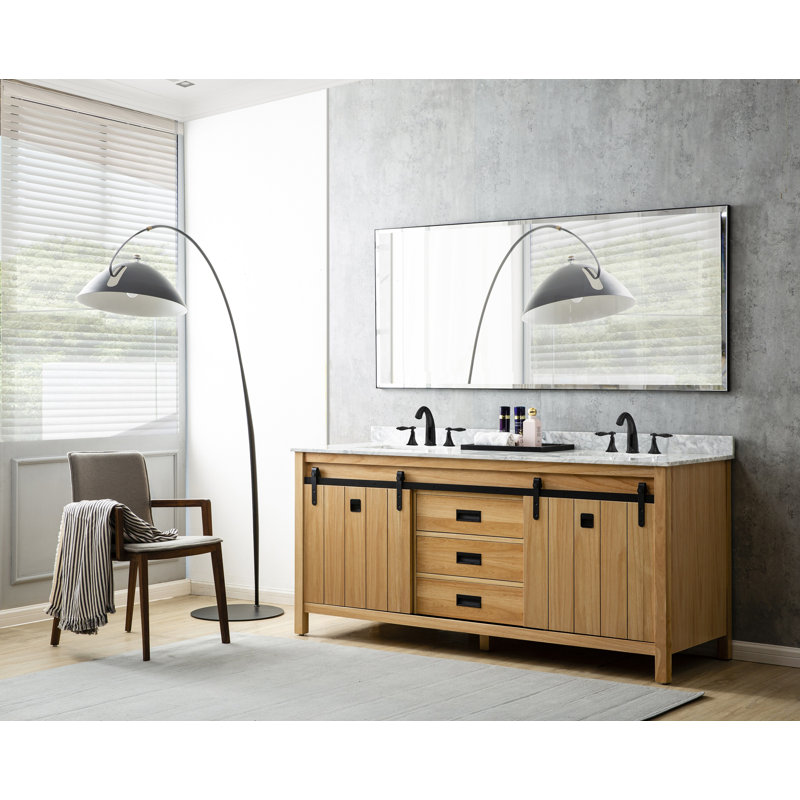 71'' Double Bathroom Vanity with Marble Top