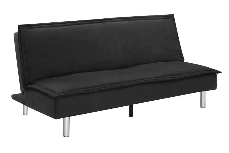 Puzzle Upholstered 68.9'' Sofa, Black Microfiber, Silver