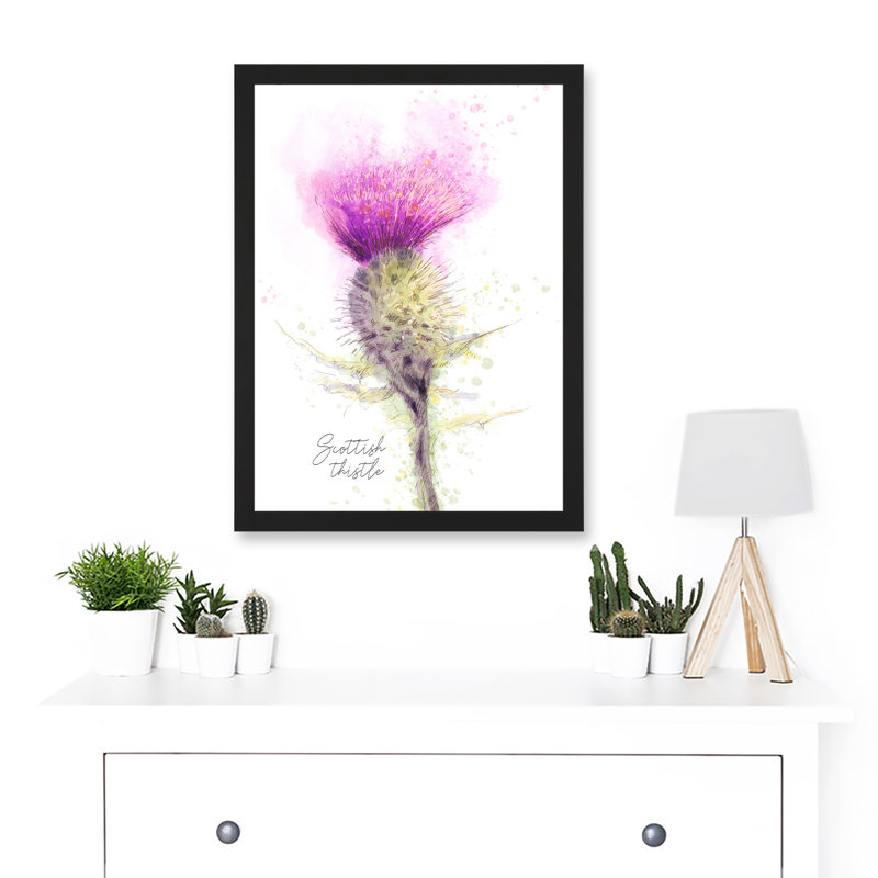Scottish Thistle Flower Head - Single Picture Frame Print, 45.5cm H x 33cm W x 2cm D