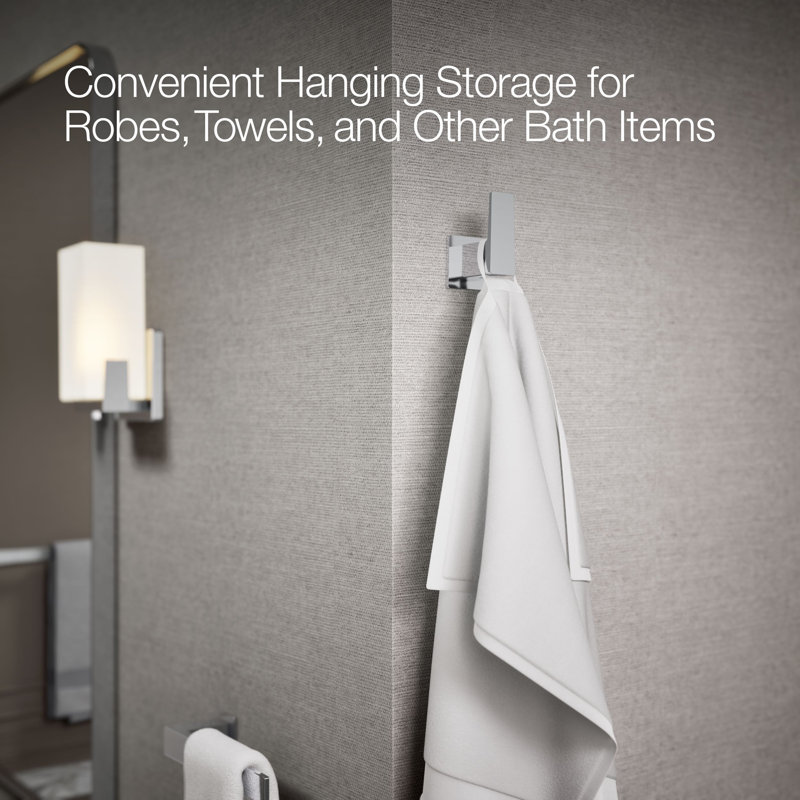 Honesty™ Wall Mounted Rectangular Bathroom Robe Hook, Towel Hook, Clothing Hook, Polished Chrome