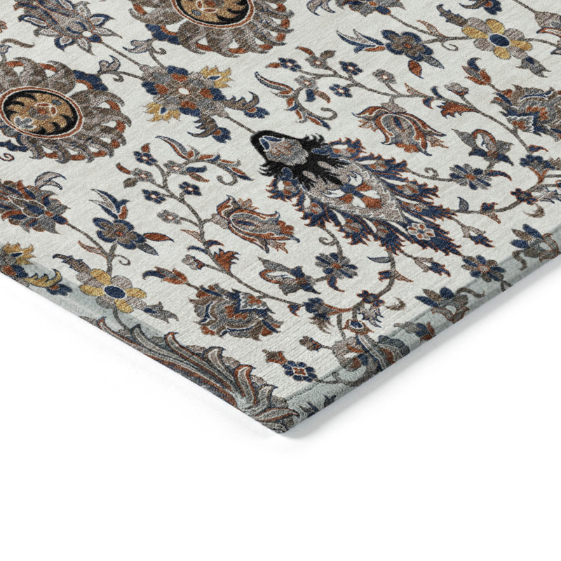Machine Washable Indoor/Outdoor Husby ACN2192 Global Rug, Rectangle 10' x 14'