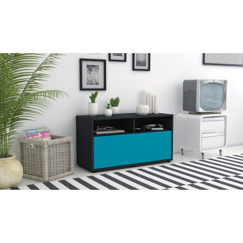 Isai 92 cm W Chest of Drawers, Turquoise / Matte Anthracite