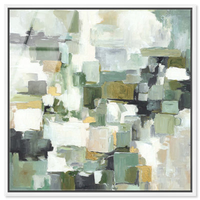 Silent Grid II - Ira Colmeva Framed Acrylic Print Large Abstract Art by Art Remedy, White Frame, 24 x 24