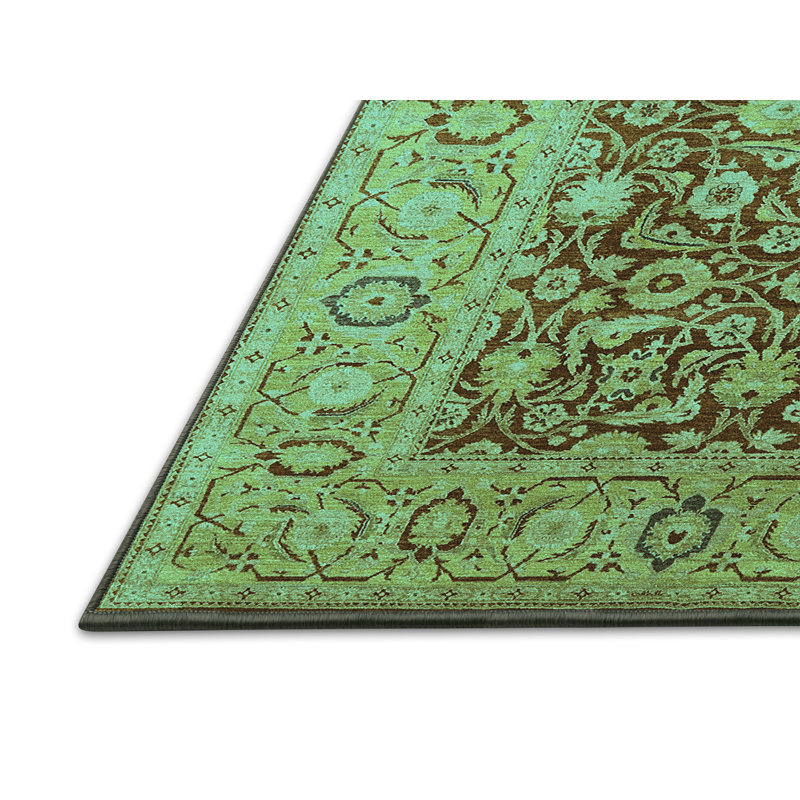 Tapis oriental en laine / polyester tissé à la machine en beige / brun, Rectangle 5 pi x 8 pi