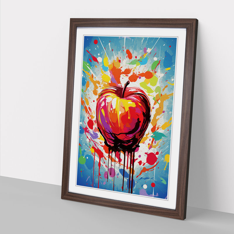 XYZ-FRM-V1223-1828 Apple Abstract - Single Picture Frame Print on Wood, 34cm H x 25cm W x 2cm D, Walnut, Walnut Framed