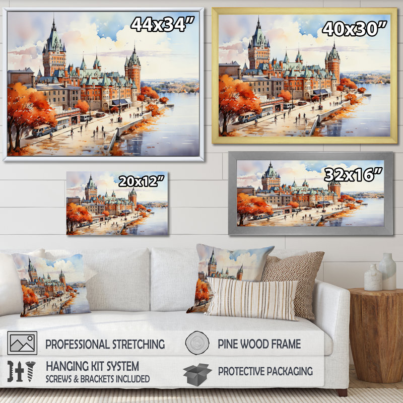 Québec, beauté française I - impressions sur toile Québec, Cadre simple noir, H 12 po x l 20 po x P 1 po