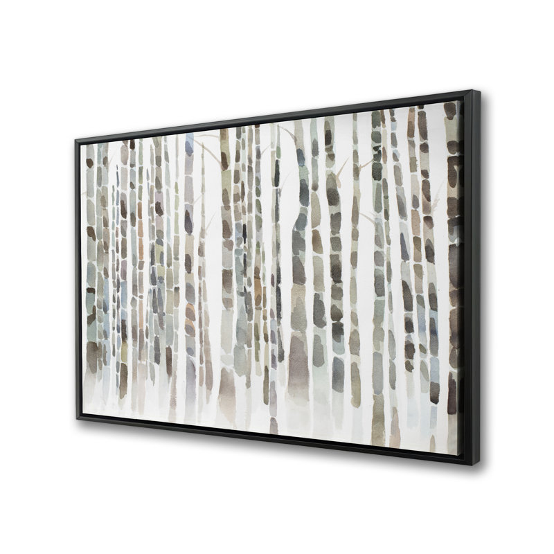 Birch Trees Forest - Grey Framed Canvas for Home Decor