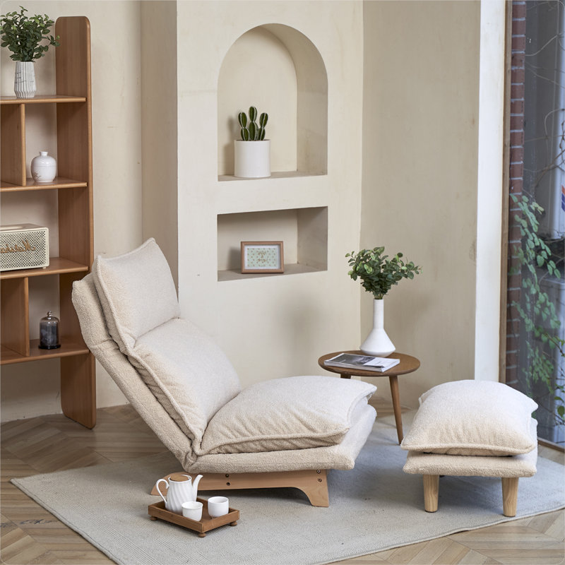 Canapé de chambre à coucher Fauteuil inclinable pliable, Crème