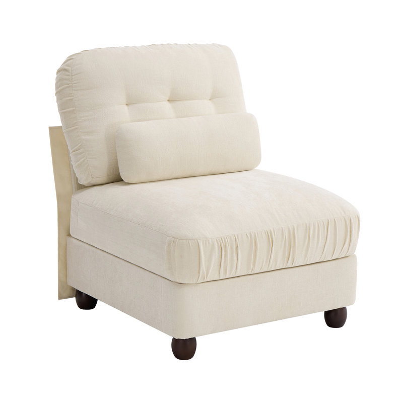 Canapé sans accoudoirs Melbourne en tissu chenille avec coussin - beige