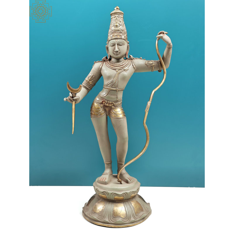 23" Lord Rama Brass Statue – Handcrafted Kodanda-Rama Sculpture with Bow and Arrow for Home Altar and Spiritual Décor