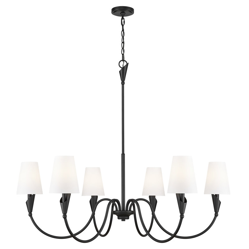 Lustre moderne Elvin, Six lumières, Noir mat, H 39 po x l 46 po x P 46 po