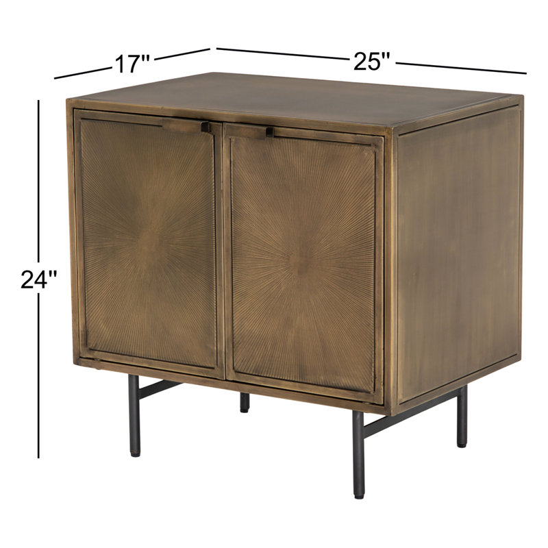 Sunburst Nightstand, Aged Brass