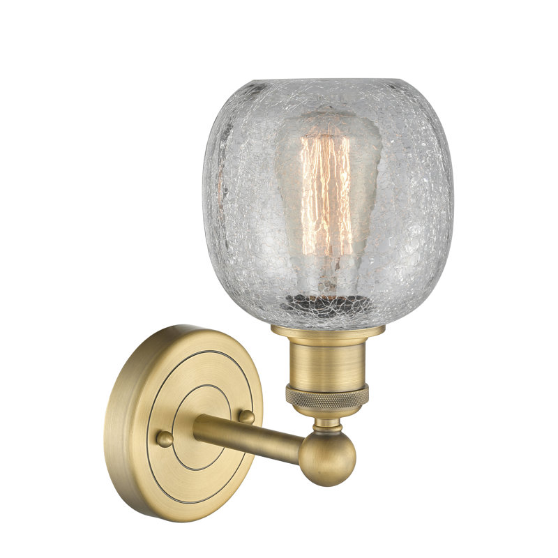 Cheraw Armed Sconce, Clear Crackle, Brushed Brass