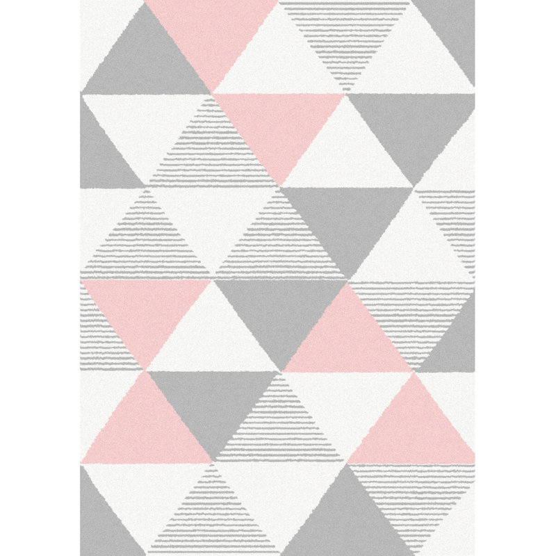 Arden Power Loom Pink/Grey Rug, Rectangle 120 x 160cm