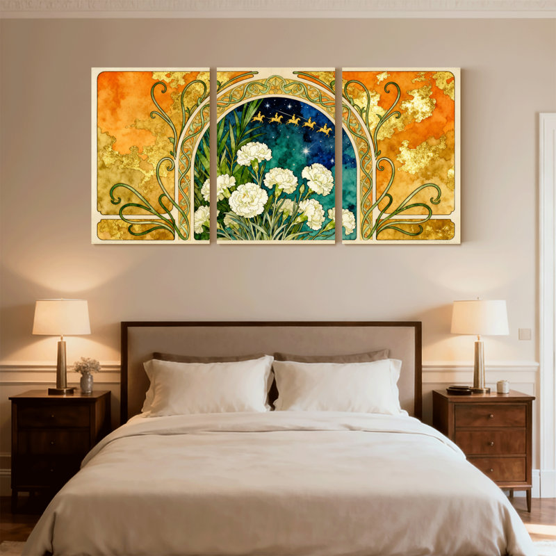 Ensemble de 3 impressions sur toile Fantasy and Sci-Fi Floral, H 18 po x l 36 po