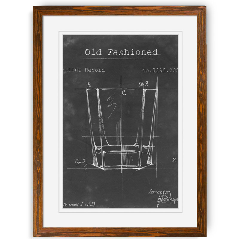 «Barware Blueprint I» par Paul Cezanne - reproduction d'art encadrée, H 30 po x l 22 po x P 1,25 po, Papier encadré érable