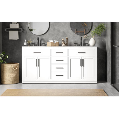 Ahner 72 inch Double Bathroom Vanity in White