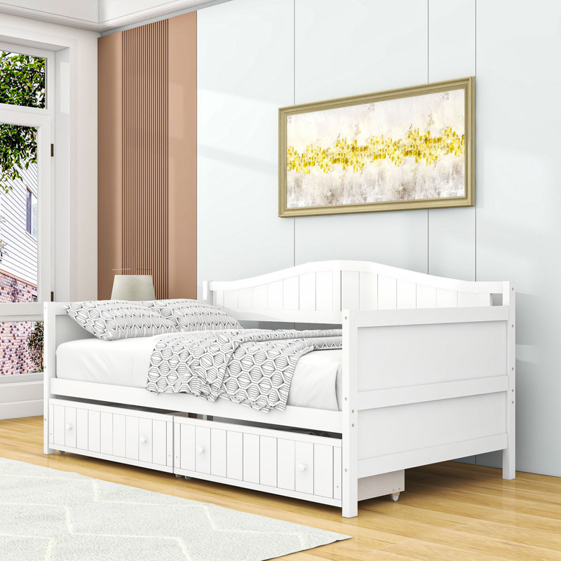Crotts Twin Size Two Drawers Wooden Daybed, White