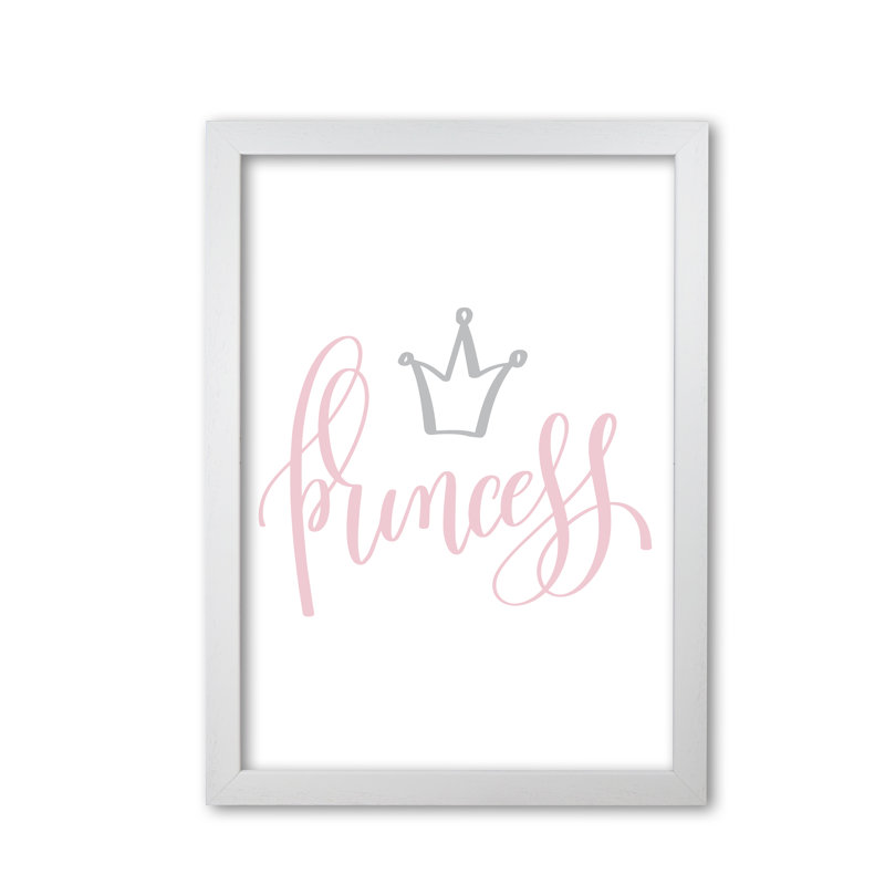 Princess - Print, White Grain Frame, 42 cm H x 30 cm W x 5 cm D, Pink/Grey