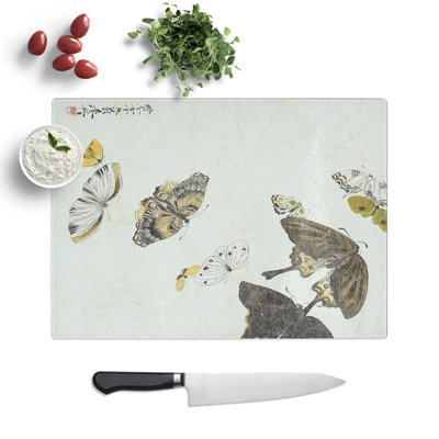 Tempered Glass Butterflies Chopping Board
