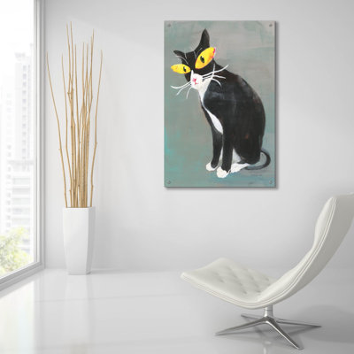 Art mural en verre «Black Kitty» par Danhui Nai