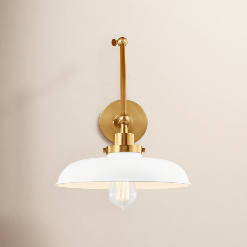 Wellfleet Double Arm Wide Task Sconce, Burnished Brass, Matte White