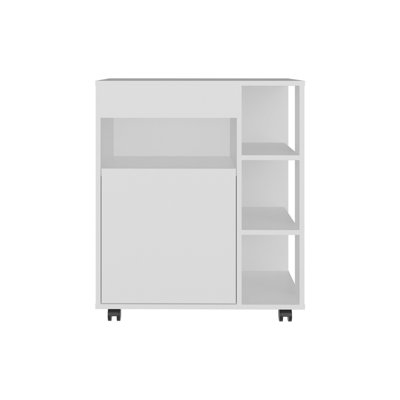 Zombia Space-Saving Microwave Cart Cabinet,Storage, Microwave Stand, and Rolling Wheels, White