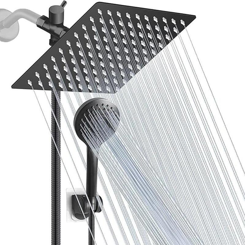 8''Chrome High Pressure Rainfall Shower Head Combo with 3 Setting Handheld Spray, Chrome