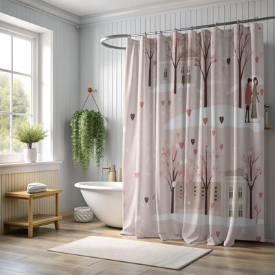 Rose paire - rideau de douche Premium 94