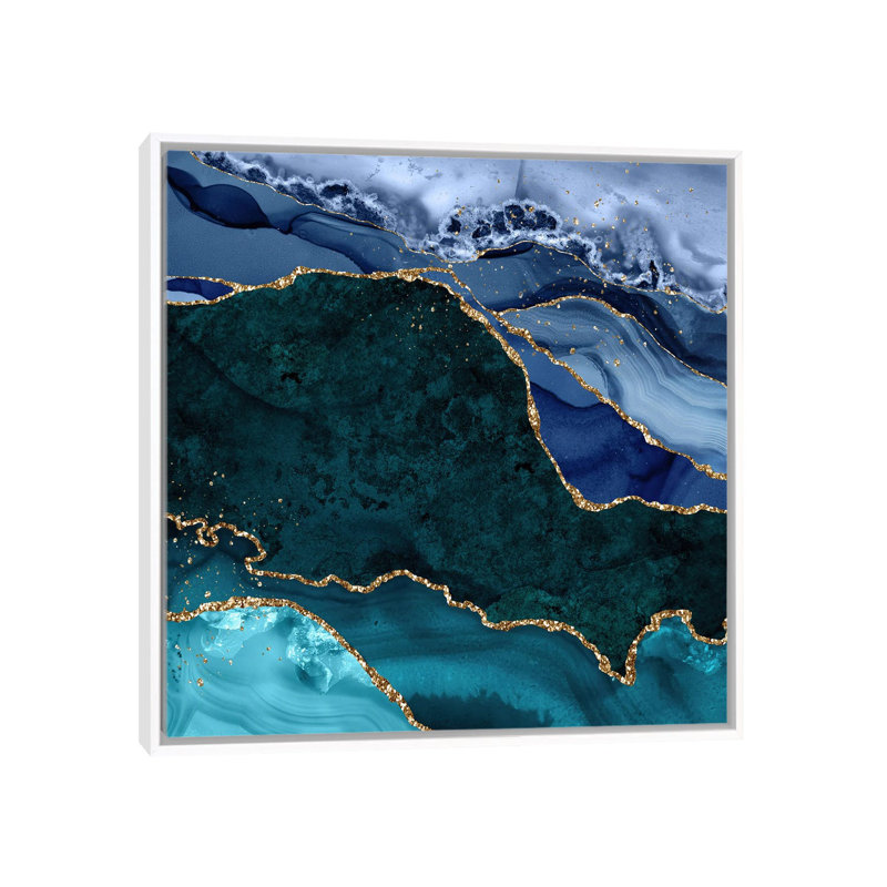 «Peacock Agate Texture II», reproduction d'art sur toile encadrée, H 26 po x l 26 po, Blanc