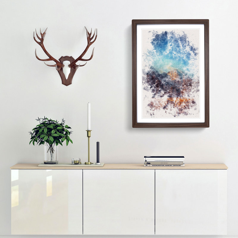 Mountain Path - Picture Frame Painting Print, 33cm H x 24cm W x 2cm D, Walnut Framed