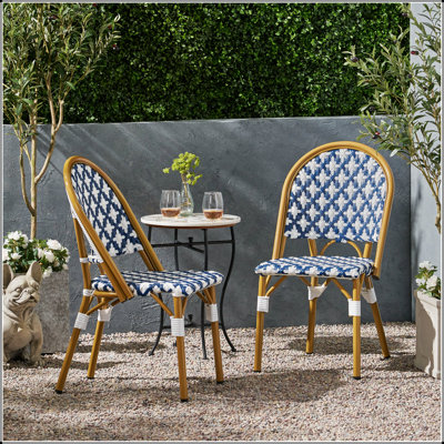 French Bistro Chair Set, Lightweight Aluminum Frame, Rust-Resistant, Polyethylene Rattan, Durable And Stylish Outdoor Seating