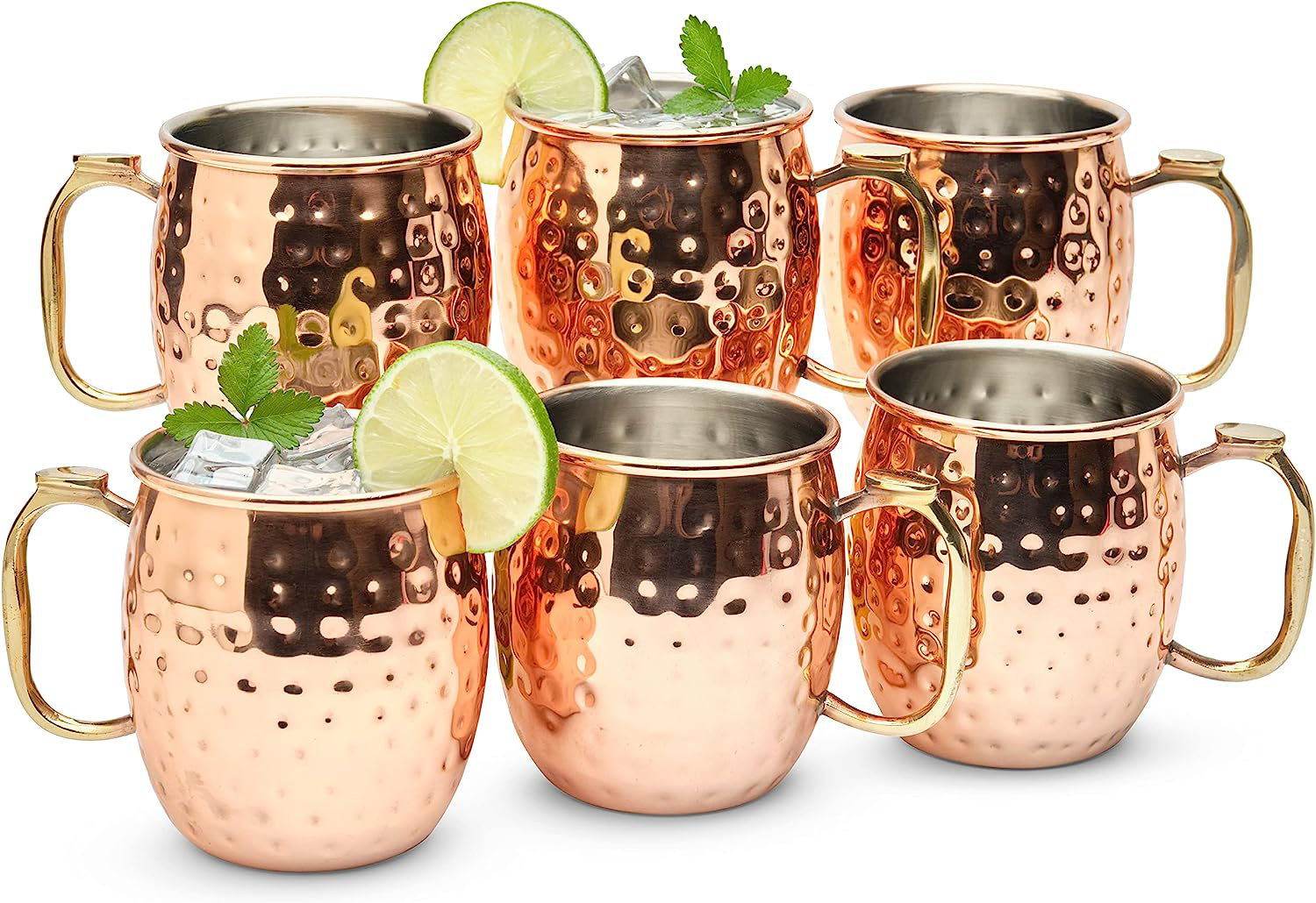 Moscow Mule Mugs Handcrafted Copper Mugs Food-Safe Stainless Steel Lining  Cups Large-Capacity Hammered Mugs for Iced Drinks