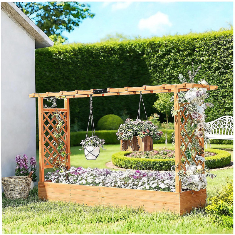 Boîte à fleurs en bois, jardinière en treillis, lit de jardin surélevé