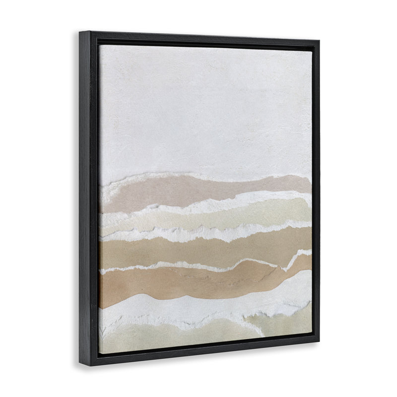 «Desert Dunes Abstraction Floater», art mural sur toile par Carol Robinson, H 31 po x l 25 po, Cadre flottant noir de jais