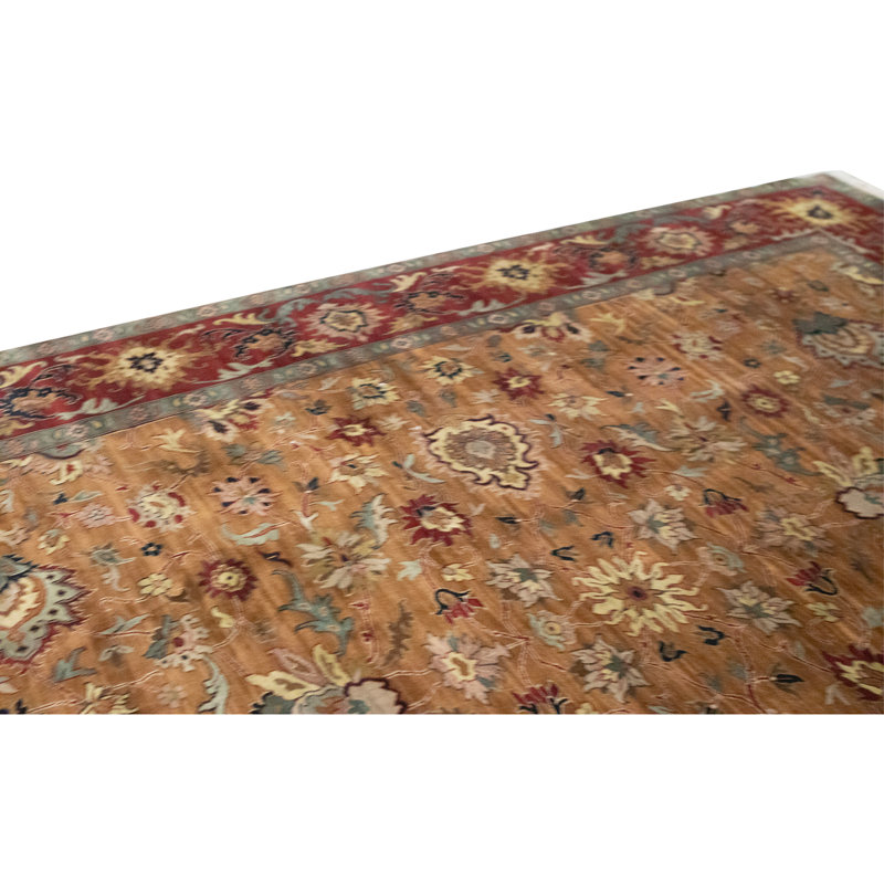 High-Quality Hand-Knotted Gold And Red Area Rug