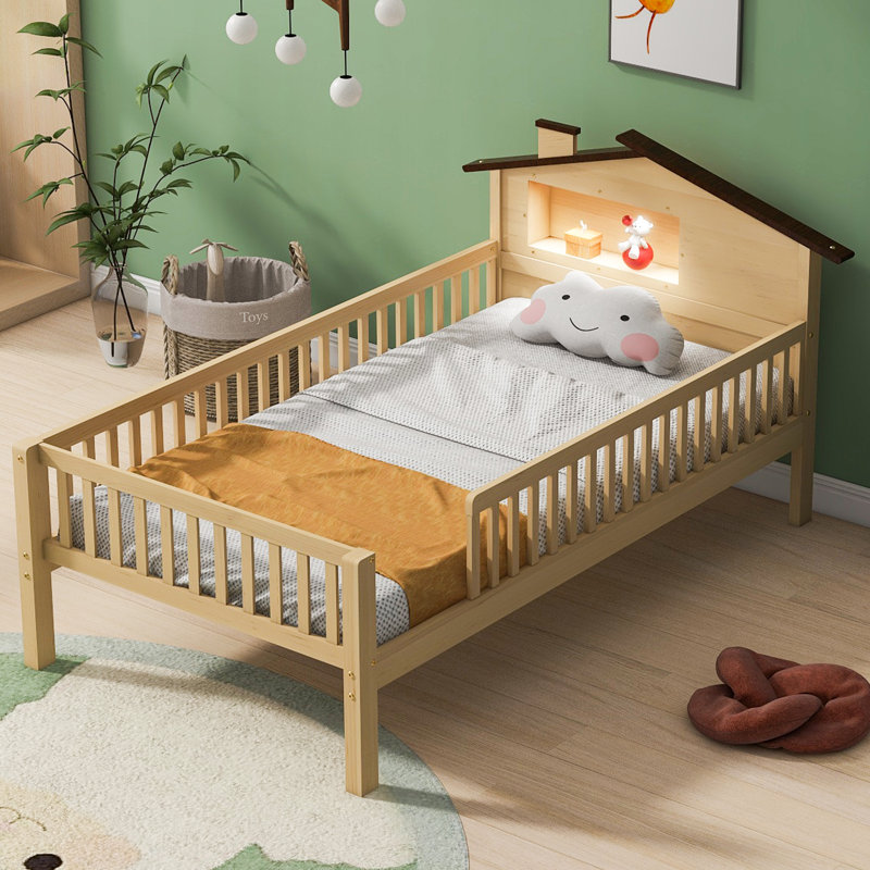 Wood Platform Bed With Led Light, Twin