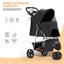 Poussette pliable pour chien et chat avec panier de rangement à auvent réglable et porte-gobelet pour petits et moyens animaux de compagnie-110958663