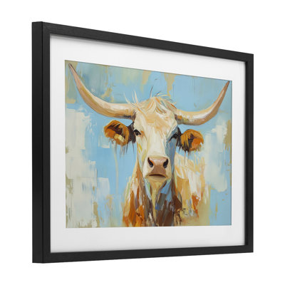 "Abstract Texas Longhorn", reproduction sous verre encadrée, design par Tina LeCour
