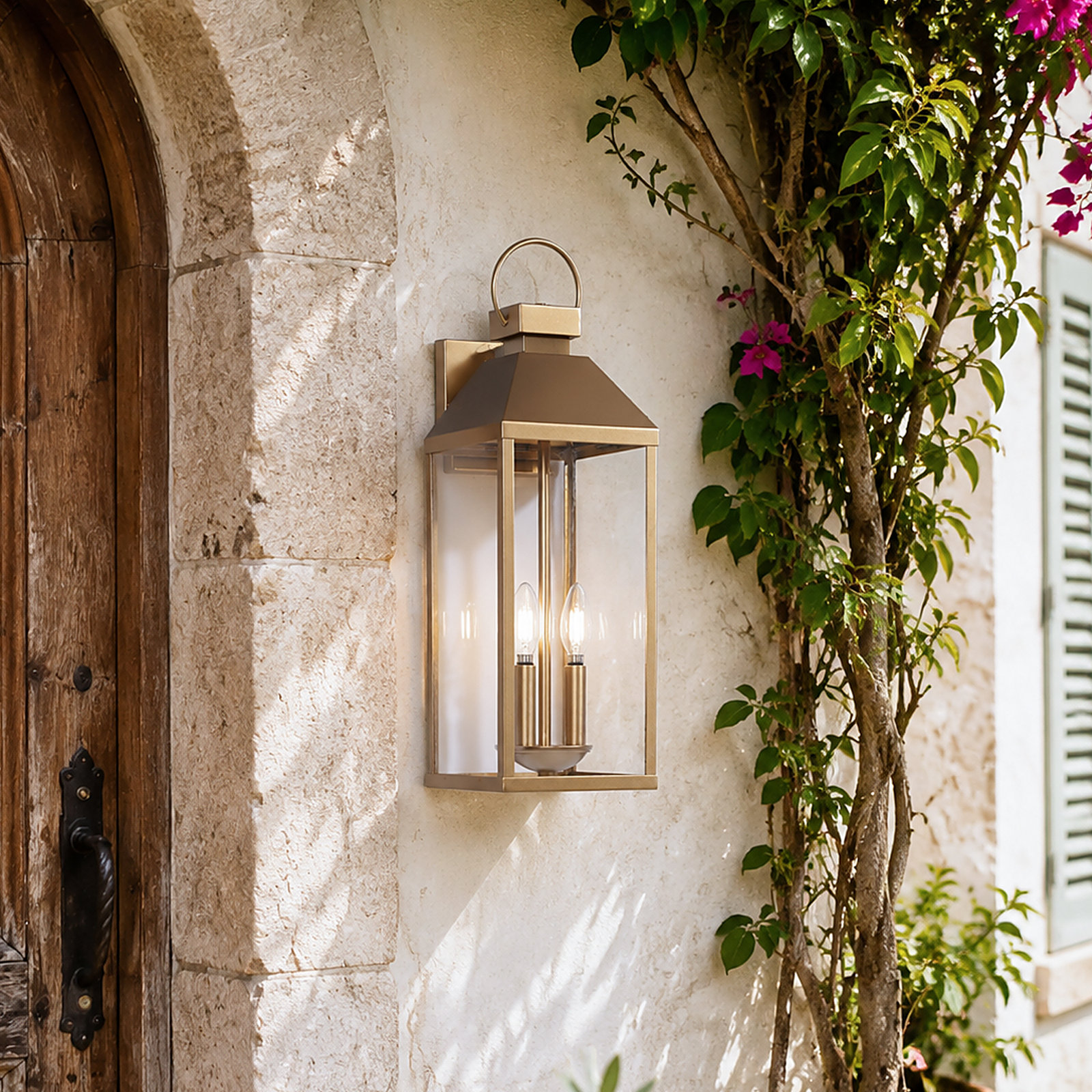 2 Light Outdoor Wall Light, Copper
