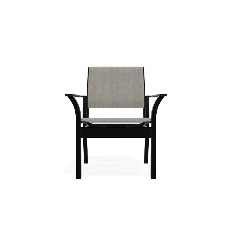 Chaise de café empilable en polymère de qualité marine Leeward Sling, Noir, Fumée