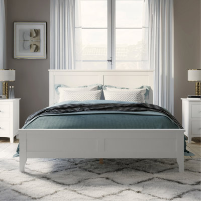 Modern White Solid Wood Full Platform Bed With Sturdy Wooden Slats Support,No Box Spring Needed (Old SKU:N701P301030K)